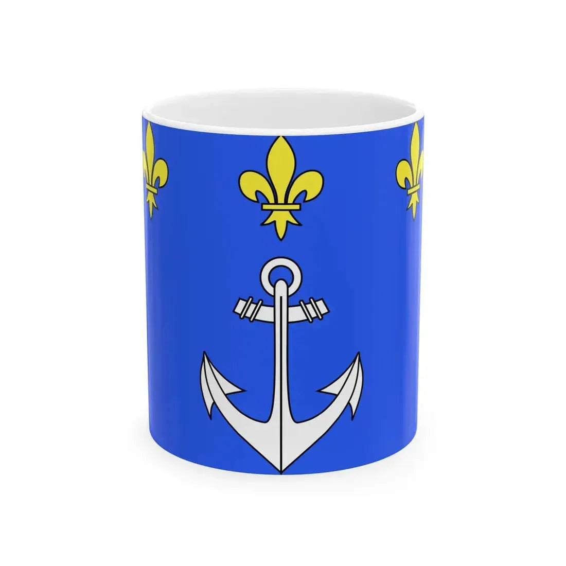Flag of Port-Louis (France) White Coffee Mug 11oz - Go Mug Yourself