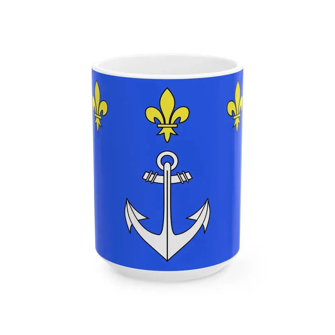 Flag of Port-Louis (France) White Coffee Mug 15oz - Go Mug Yourself