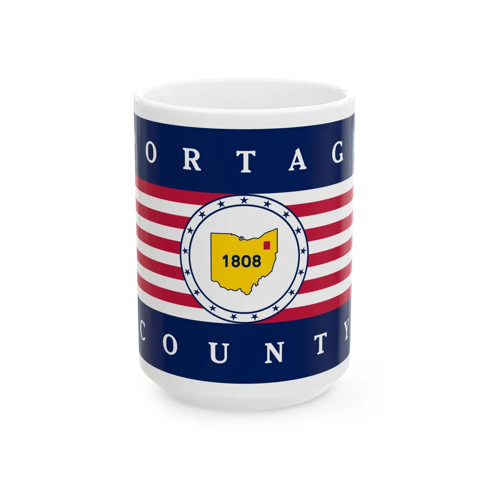 Flag of Portage County Ohio (United States) White Coffee Mug 15oz - Go Mug Yourself