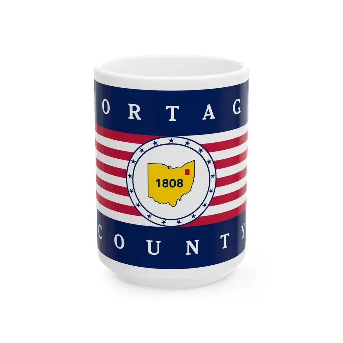 Flag of Portage County Ohio (United States) White Coffee Mug 15oz - Go Mug Yourself