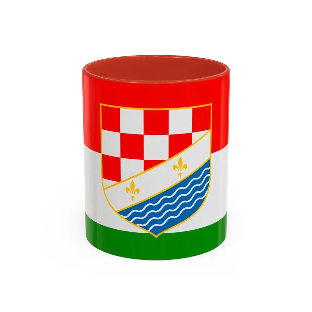 Flag of Posavina Canton Bosnia and Herzegovina - Accent Coffee Mug 11oz Red - Go Mug Yourself