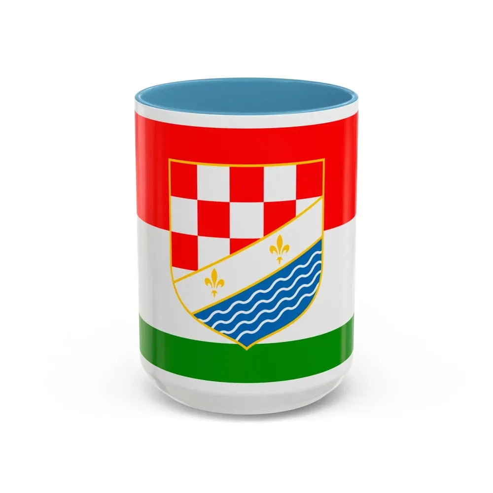 Flag of Posavina Canton Bosnia and Herzegovina - Accent Coffee Mug 15oz Light Blue - Go Mug Yourself