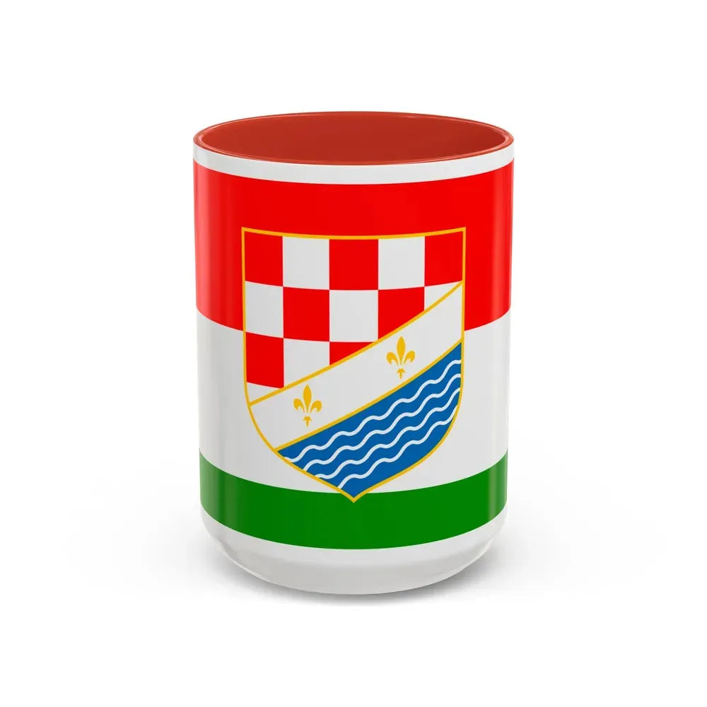 Flag of Posavina Canton Bosnia and Herzegovina - Accent Coffee Mug 15oz Red - Go Mug Yourself