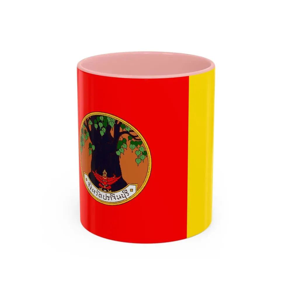 Flag of Prachin Buri Province Thailand - Accent Coffee Mug 11oz Pink - Go Mug Yourself