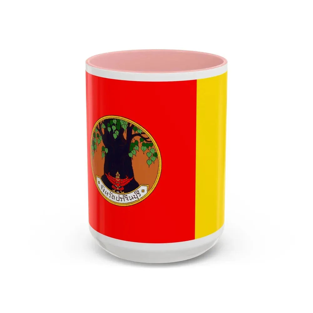 Flag of Prachin Buri Province Thailand - Accent Coffee Mug 15oz Pink - Go Mug Yourself