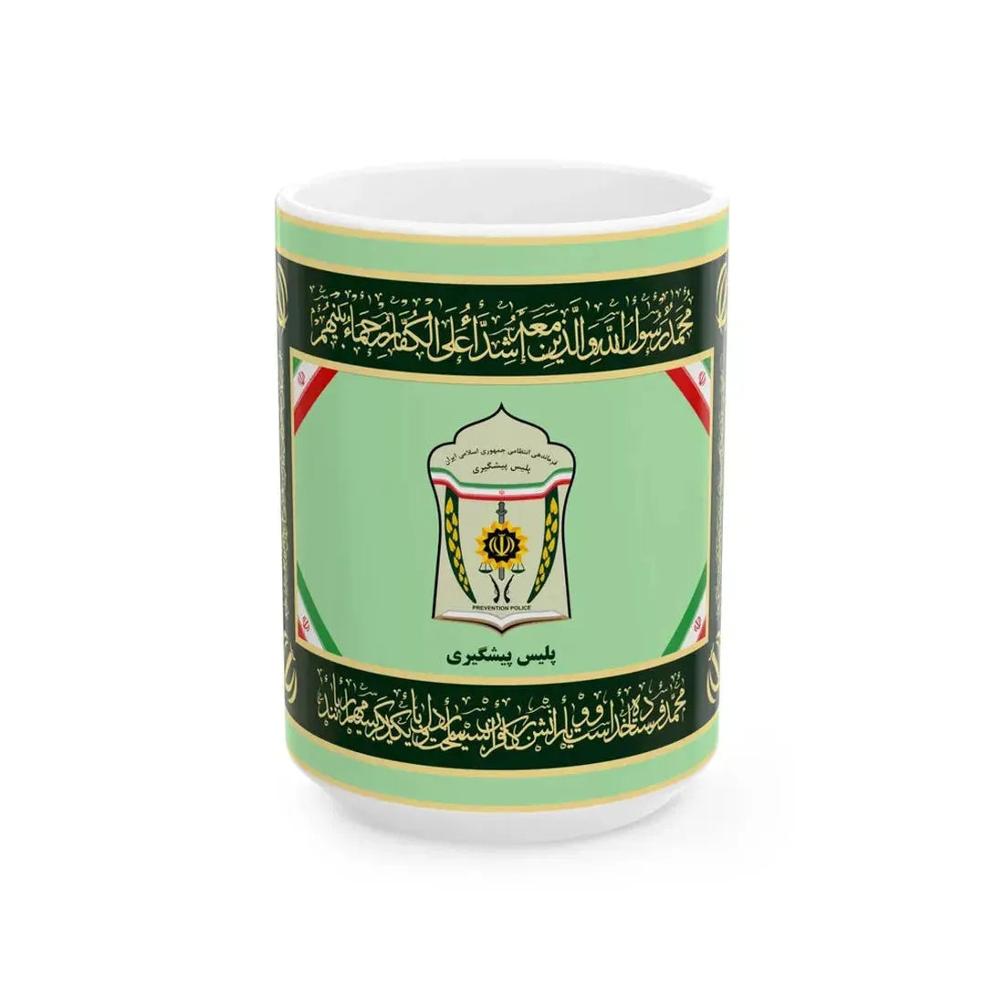 Flag of Prevention Police of Islamic Republic of Iran (Iran) White Coffee Mug 15oz - Go Mug Yourself