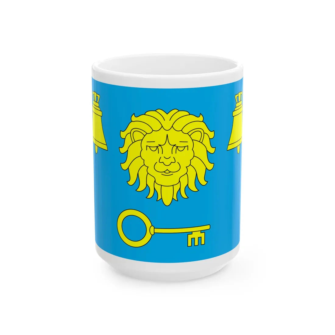 Flag of Pustomyty raion (Ukraine) White Coffee Mug 15oz - Go Mug Yourself