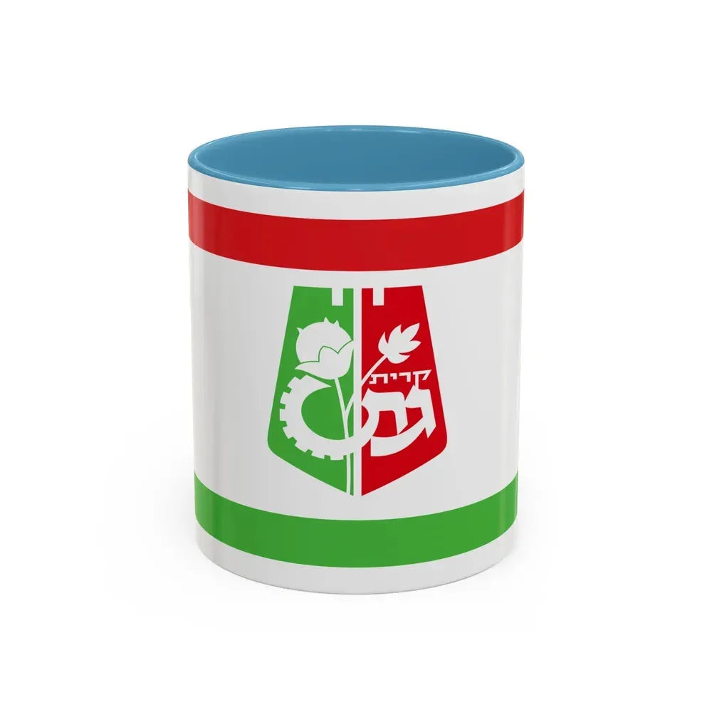 Flag of Qiryat Gat Israel - Accent Coffee Mug 11oz Light Blue - Go Mug Yourself