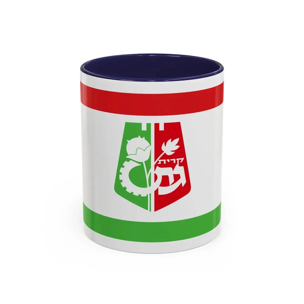 Flag of Qiryat Gat Israel - Accent Coffee Mug 11oz Navy - Go Mug Yourself