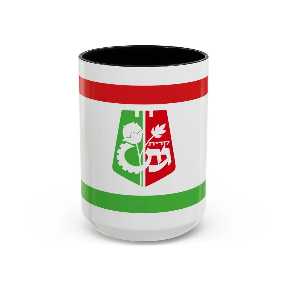 Flag of Qiryat Gat Israel - Accent Coffee Mug 15oz Black - Go Mug Yourself