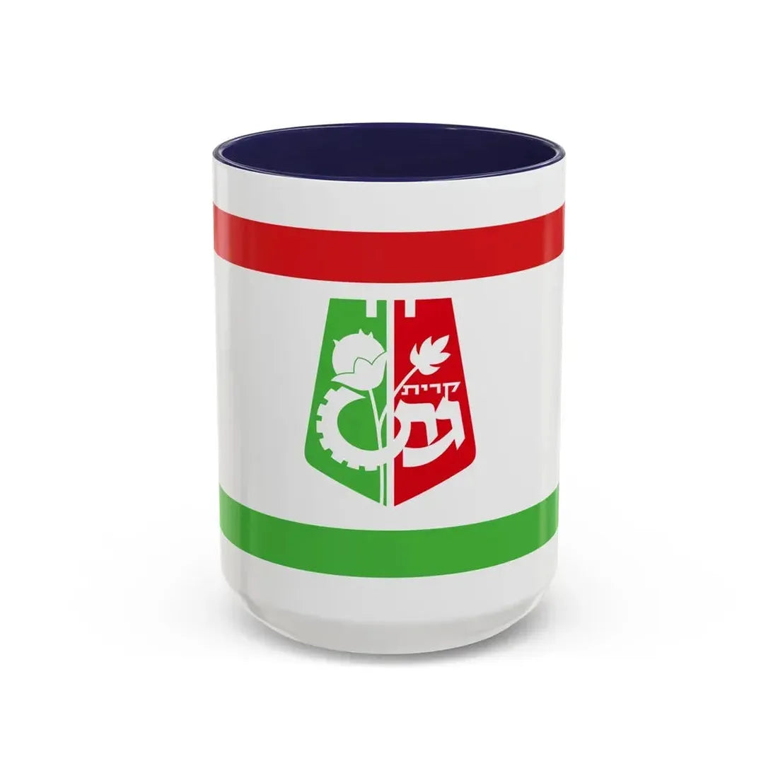 Flag of Qiryat Gat Israel - Accent Coffee Mug 15oz Navy - Go Mug Yourself