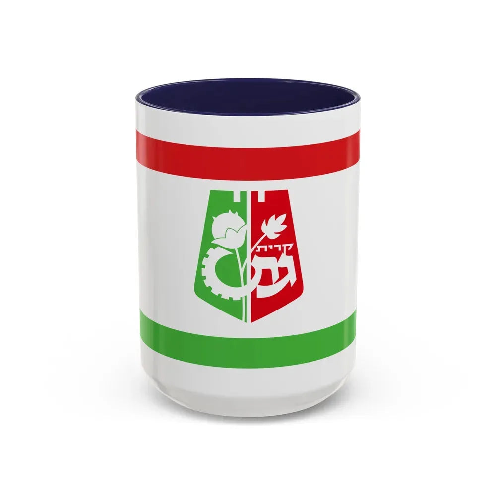 Flag of Qiryat Gat Israel - Accent Coffee Mug 15oz Navy - Go Mug Yourself