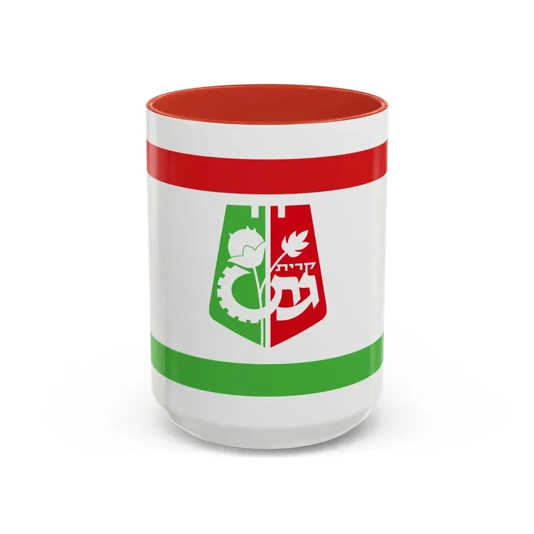 Flag of Qiryat Gat Israel - Accent Coffee Mug 15oz Red - Go Mug Yourself
