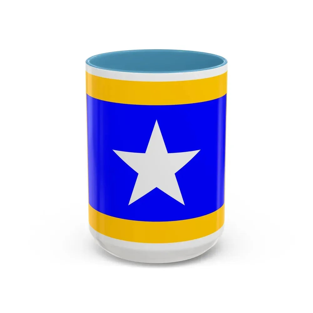 Flag of Qrendi Malta - Accent Coffee Mug 15oz Light Blue - Go Mug Yourself