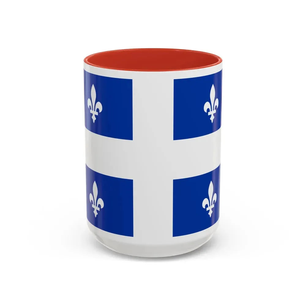 Flag of Quebec Canada - Accent Coffee Mug 15oz Red - Go Mug Yourself