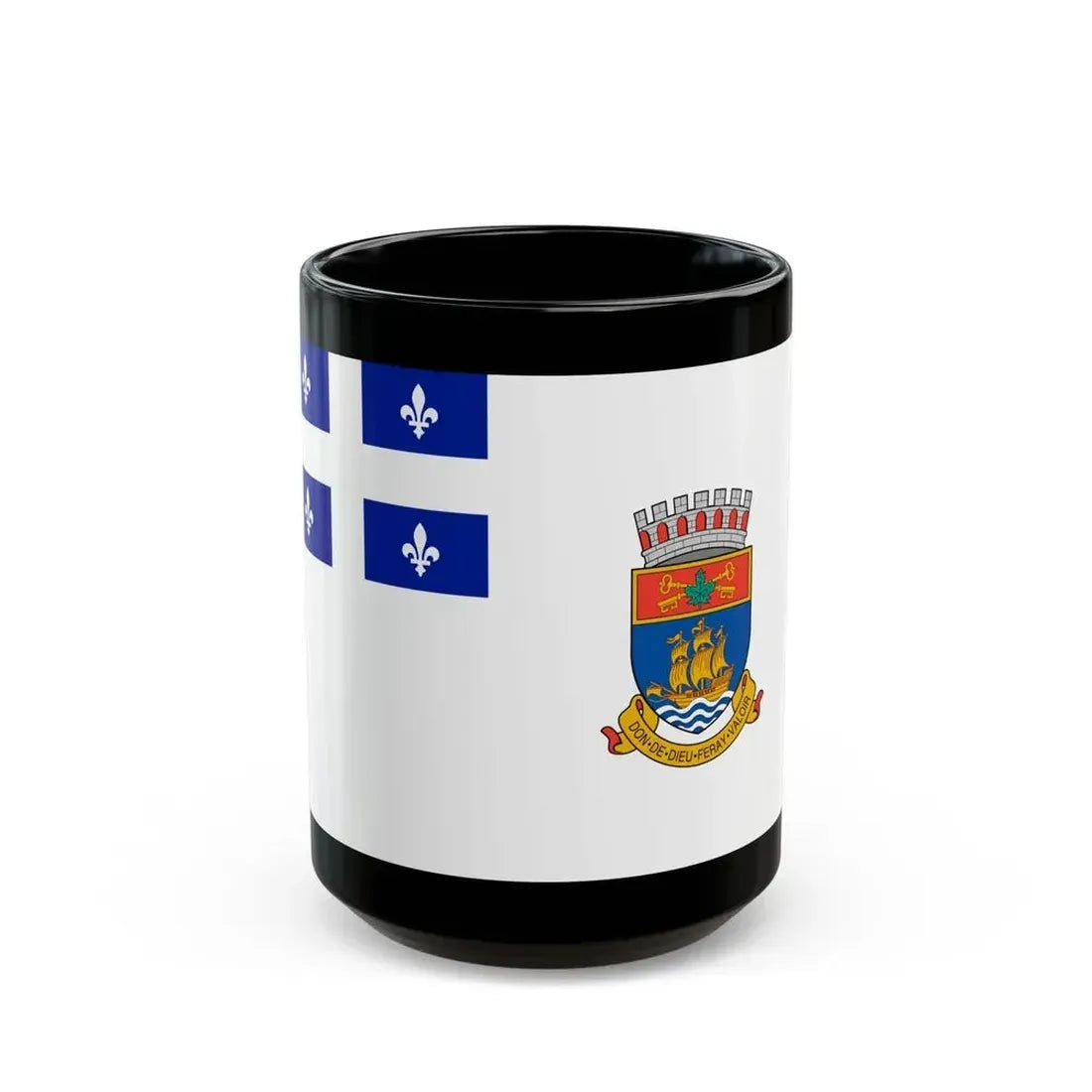 Flag of Quebec City 1967 to 1987 Canada - Black Coffee Mug 15oz - Go Mug Yourself