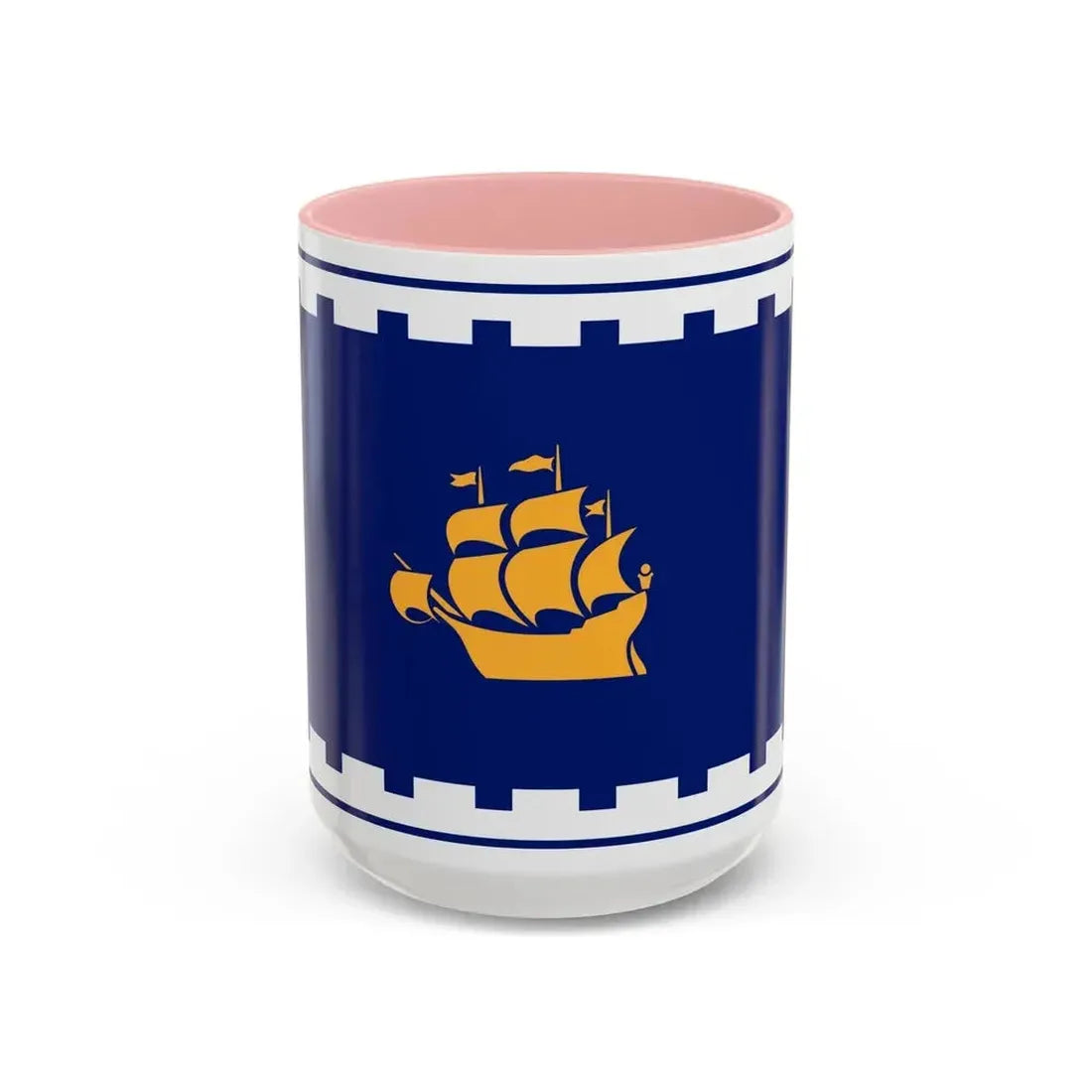 Flag of Quebec City Canada - Accent Coffee Mug 15oz Pink - Go Mug Yourself