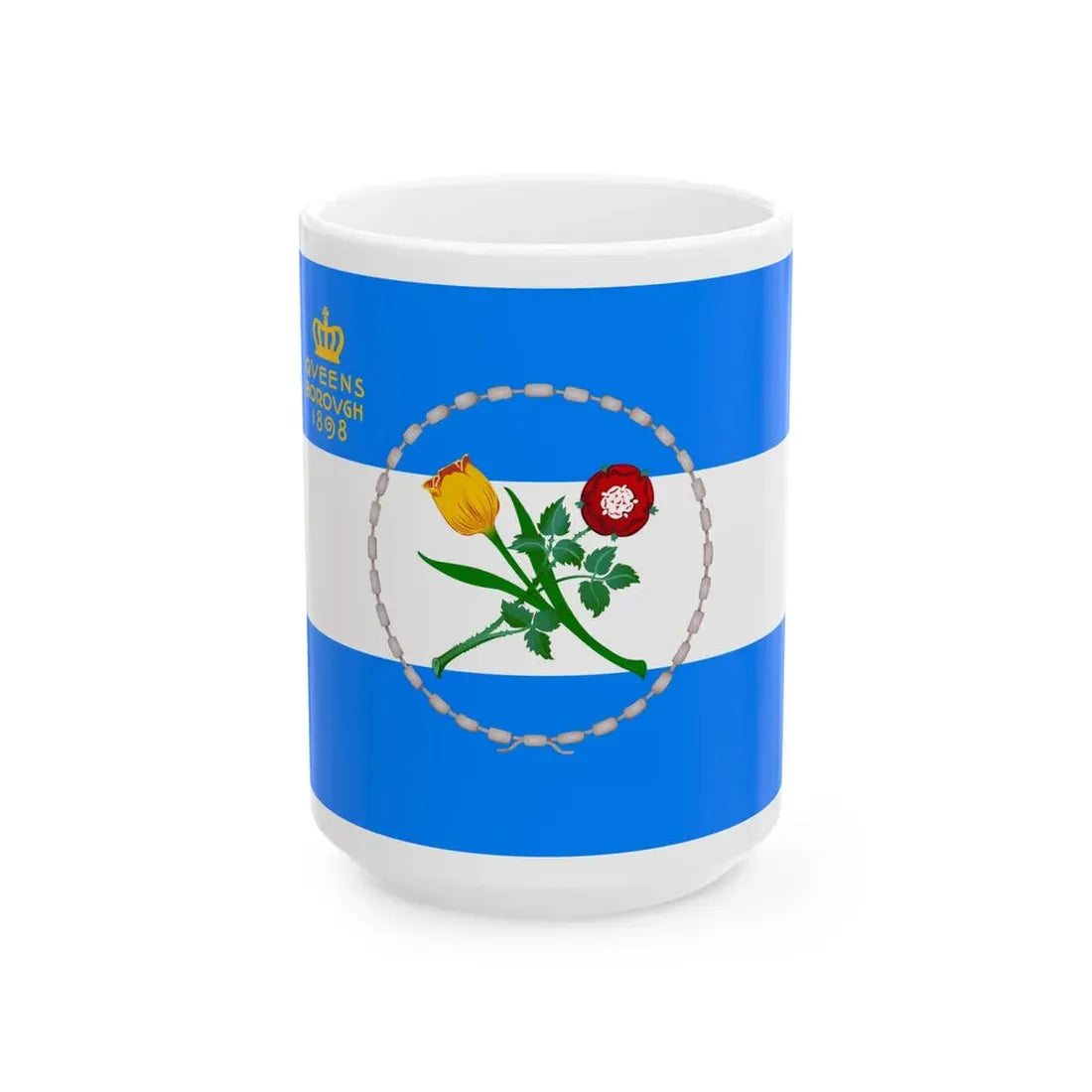 Flag of Queens New York (United States) White Coffee Mug 15oz - Go Mug Yourself