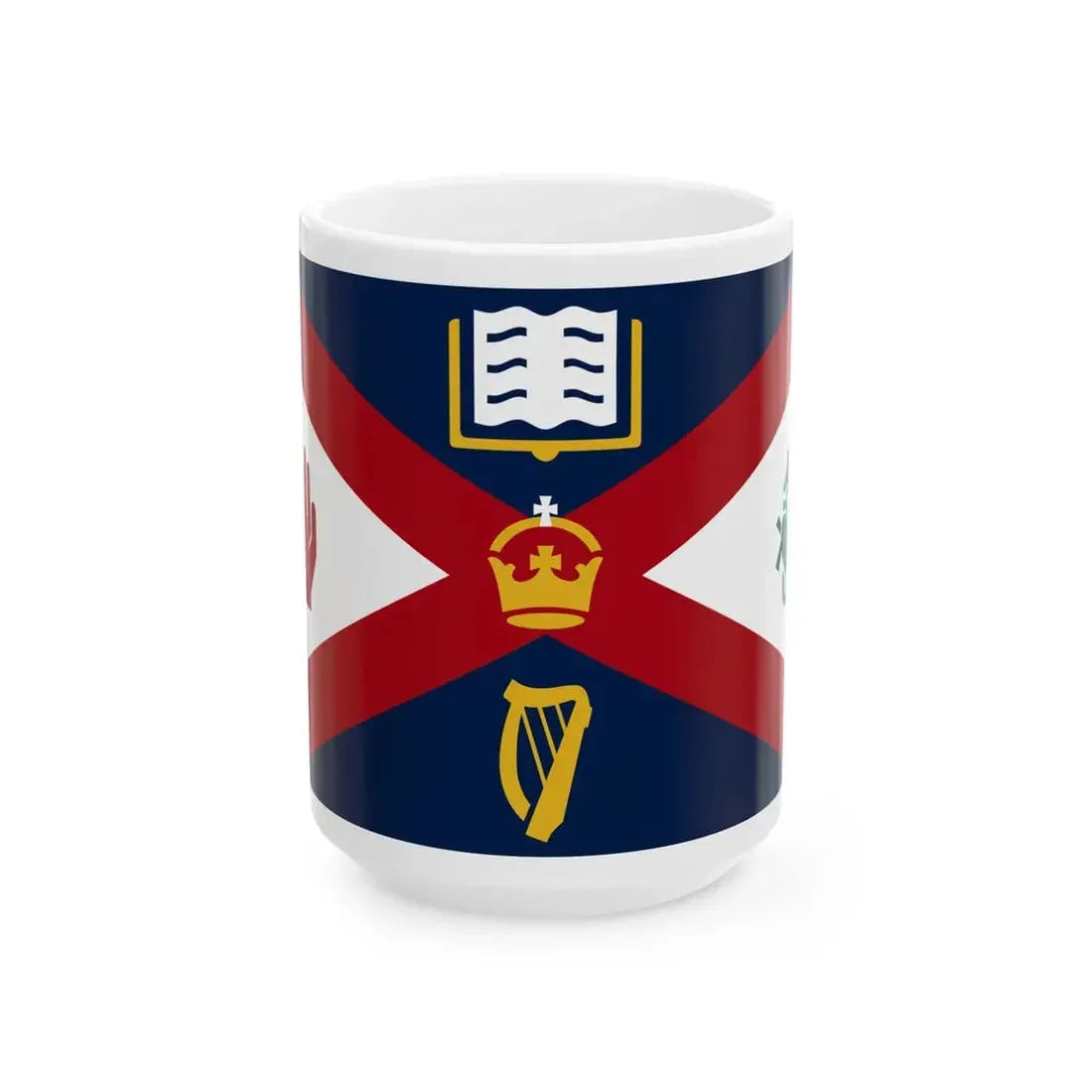 Flag of Queens University Belfast (Ireland) White Coffee Mug 15oz - Go Mug Yourself