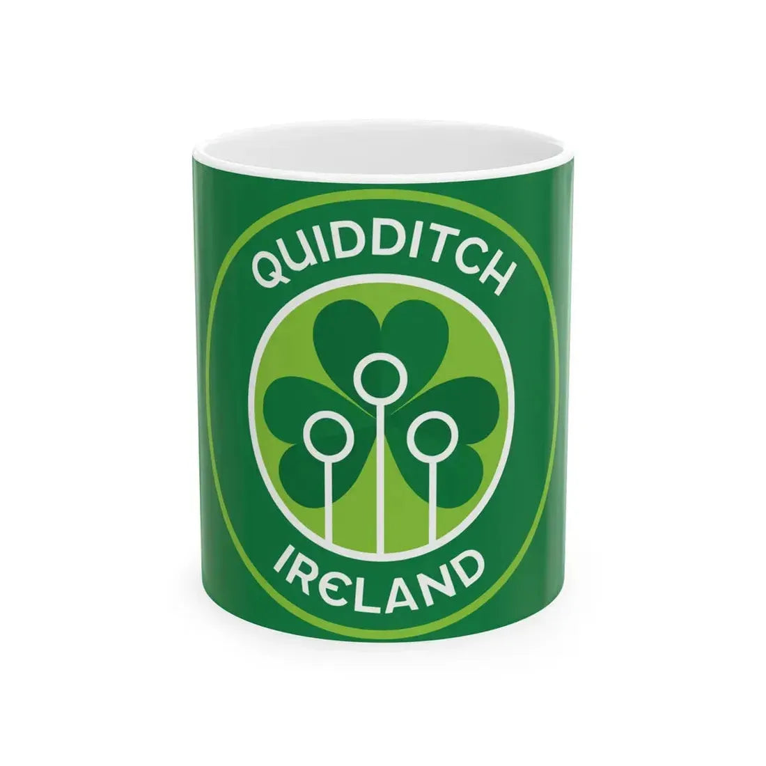 Flag of Quidditch Ireland (Ireland) White Coffee Mug 11oz - Go Mug Yourself