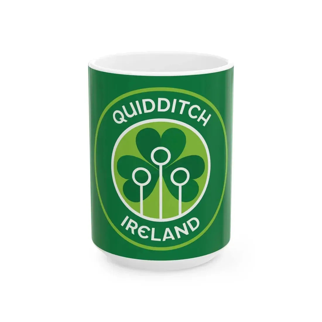Flag of Quidditch Ireland (Ireland) White Coffee Mug 15oz - Go Mug Yourself