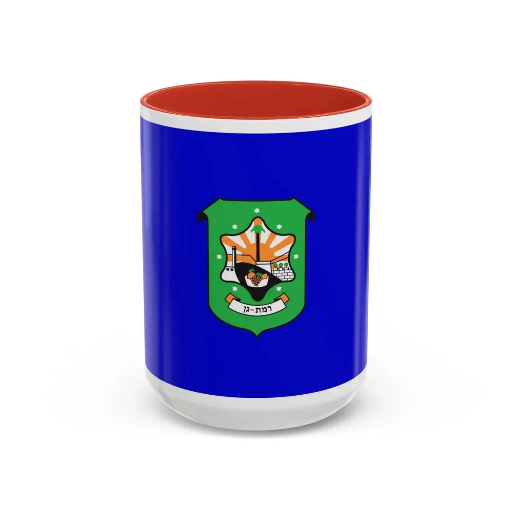 Flag of Ramat Gan Israel - Accent Coffee Mug 15oz Red - Go Mug Yourself