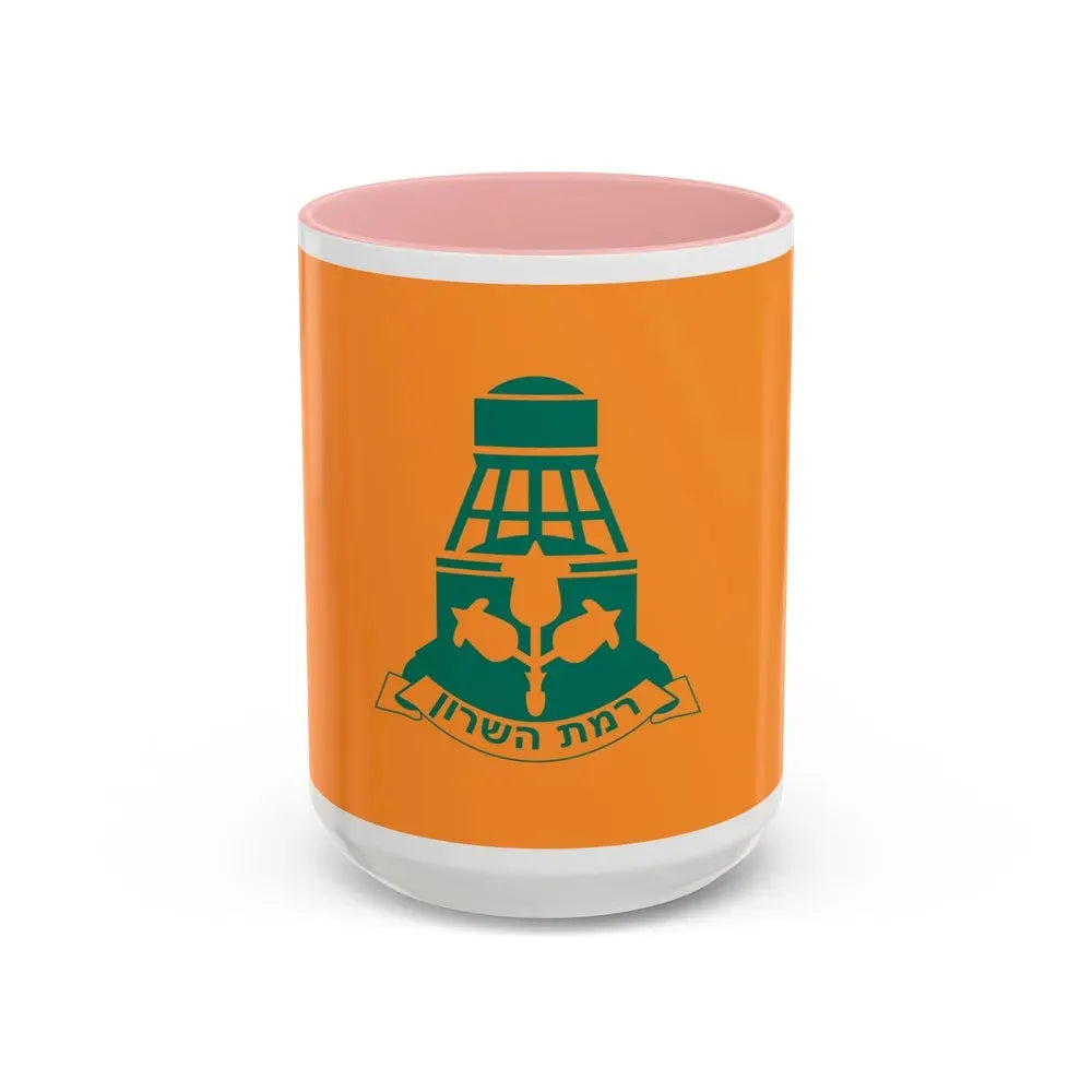 Flag of Ramat HaSharon Israel - Accent Coffee Mug 15oz Pink - Go Mug Yourself