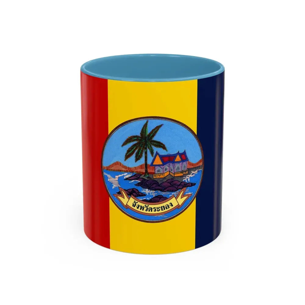 Flag of Rayong Province Thailand - Accent Coffee Mug 11oz Light Blue - Go Mug Yourself