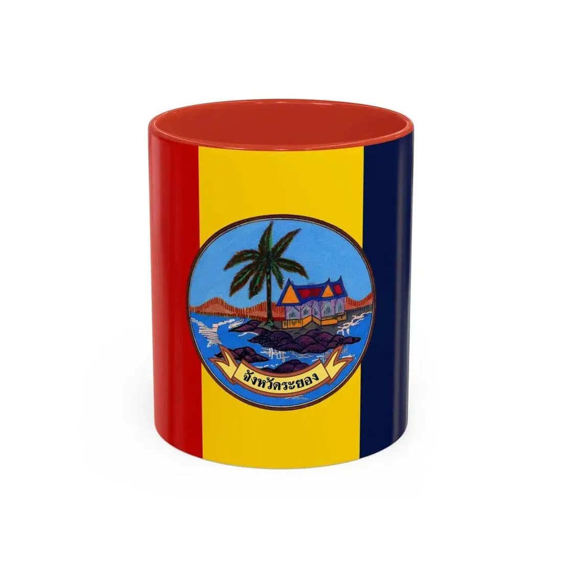 Flag of Rayong Province Thailand - Accent Coffee Mug 11oz Red - Go Mug Yourself