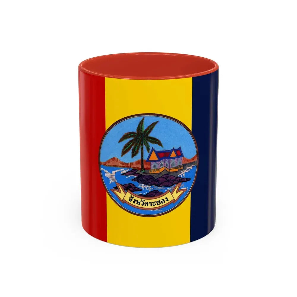 Flag of Rayong Province Thailand - Accent Coffee Mug 11oz Red - Go Mug Yourself