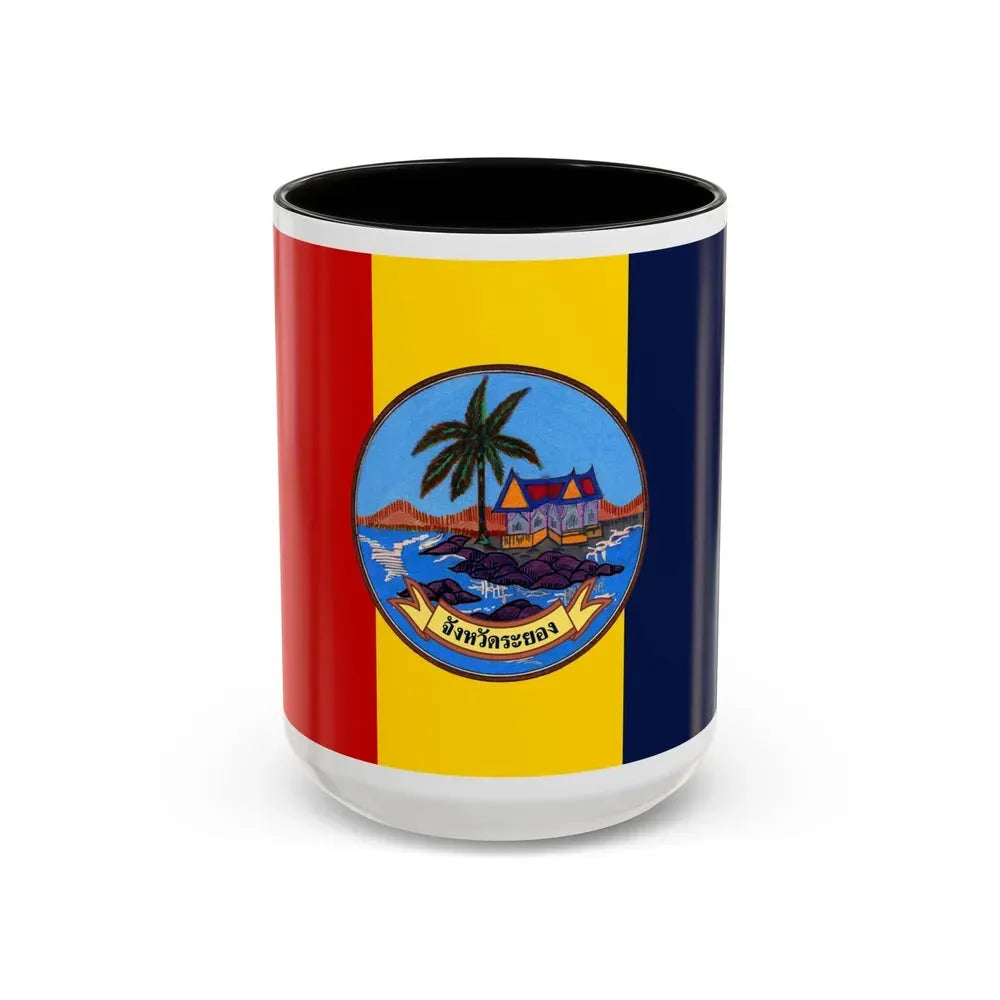 Flag of Rayong Province Thailand - Accent Coffee Mug 15oz Black - Go Mug Yourself