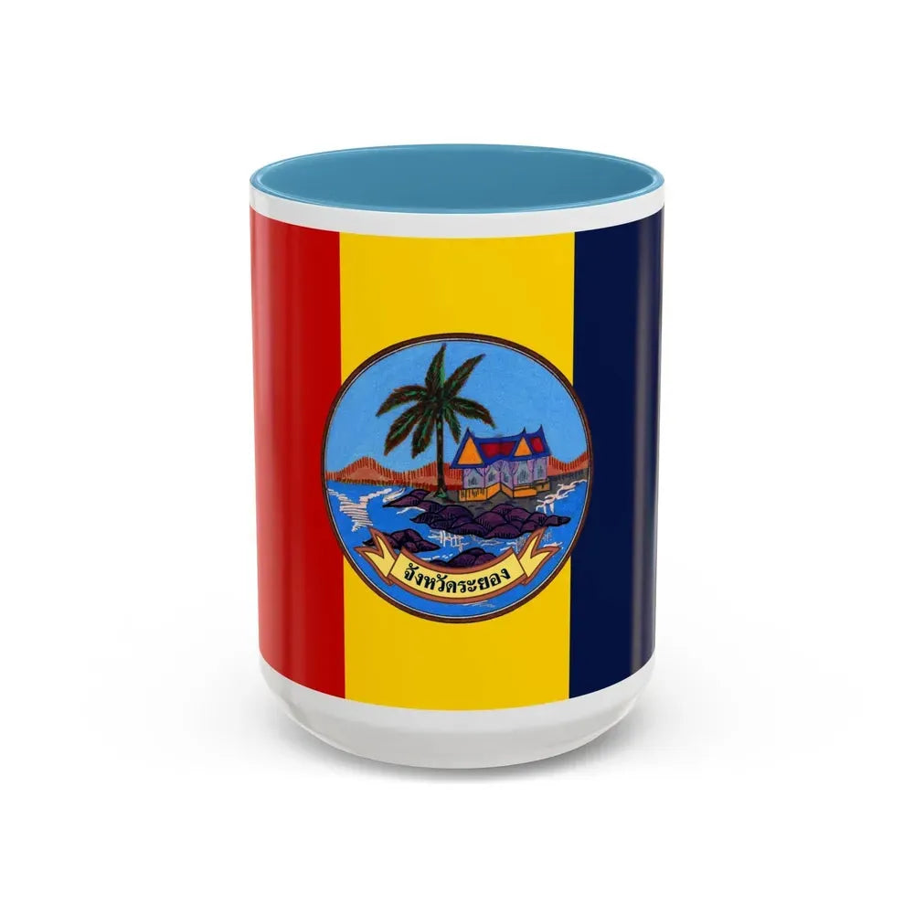 Flag of Rayong Province Thailand - Accent Coffee Mug 15oz Light Blue - Go Mug Yourself