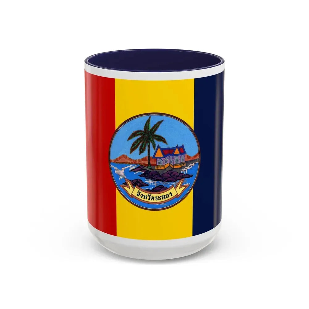 Flag of Rayong Province Thailand - Accent Coffee Mug 15oz Navy - Go Mug Yourself