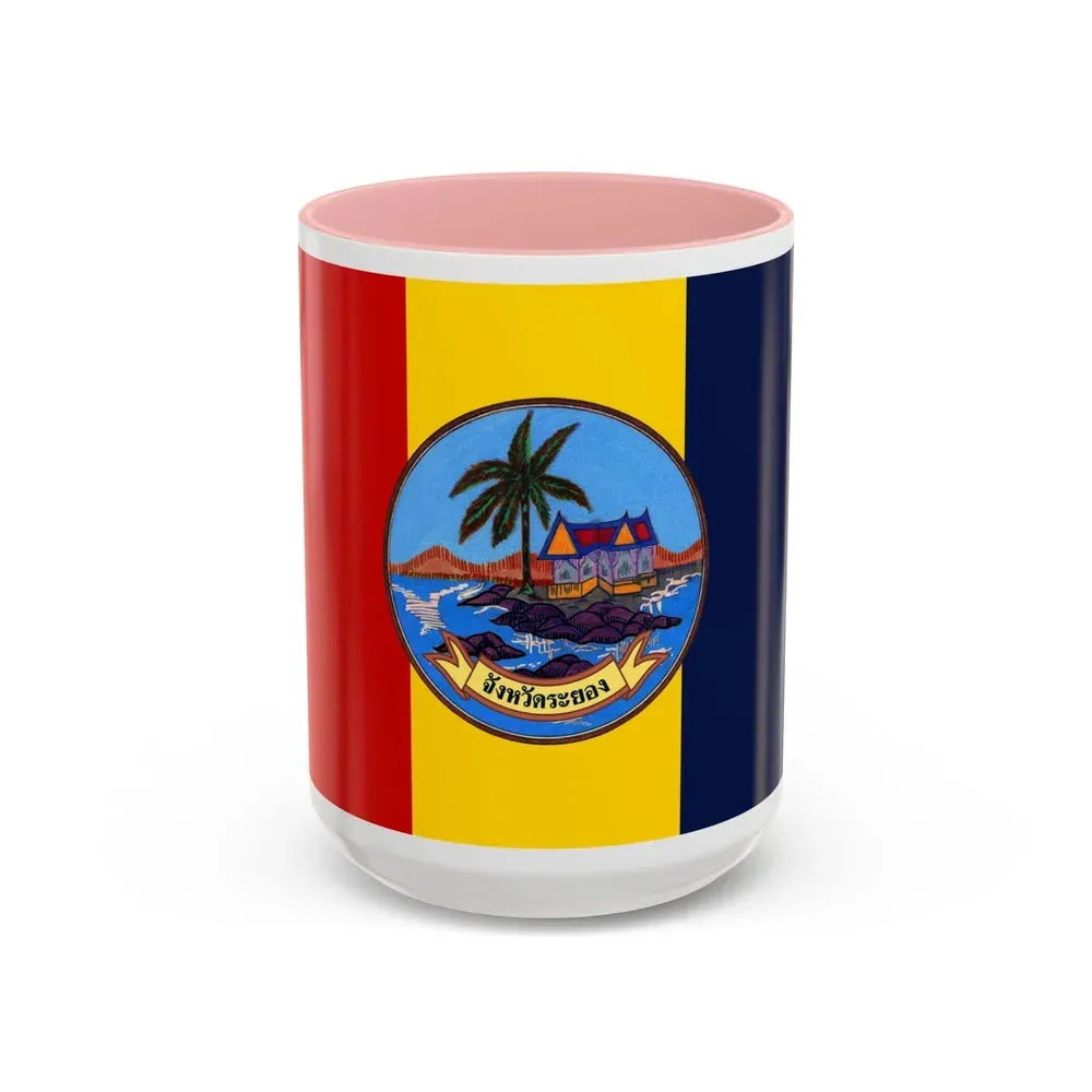 Flag of Rayong Province Thailand - Accent Coffee Mug 15oz Pink - Go Mug Yourself