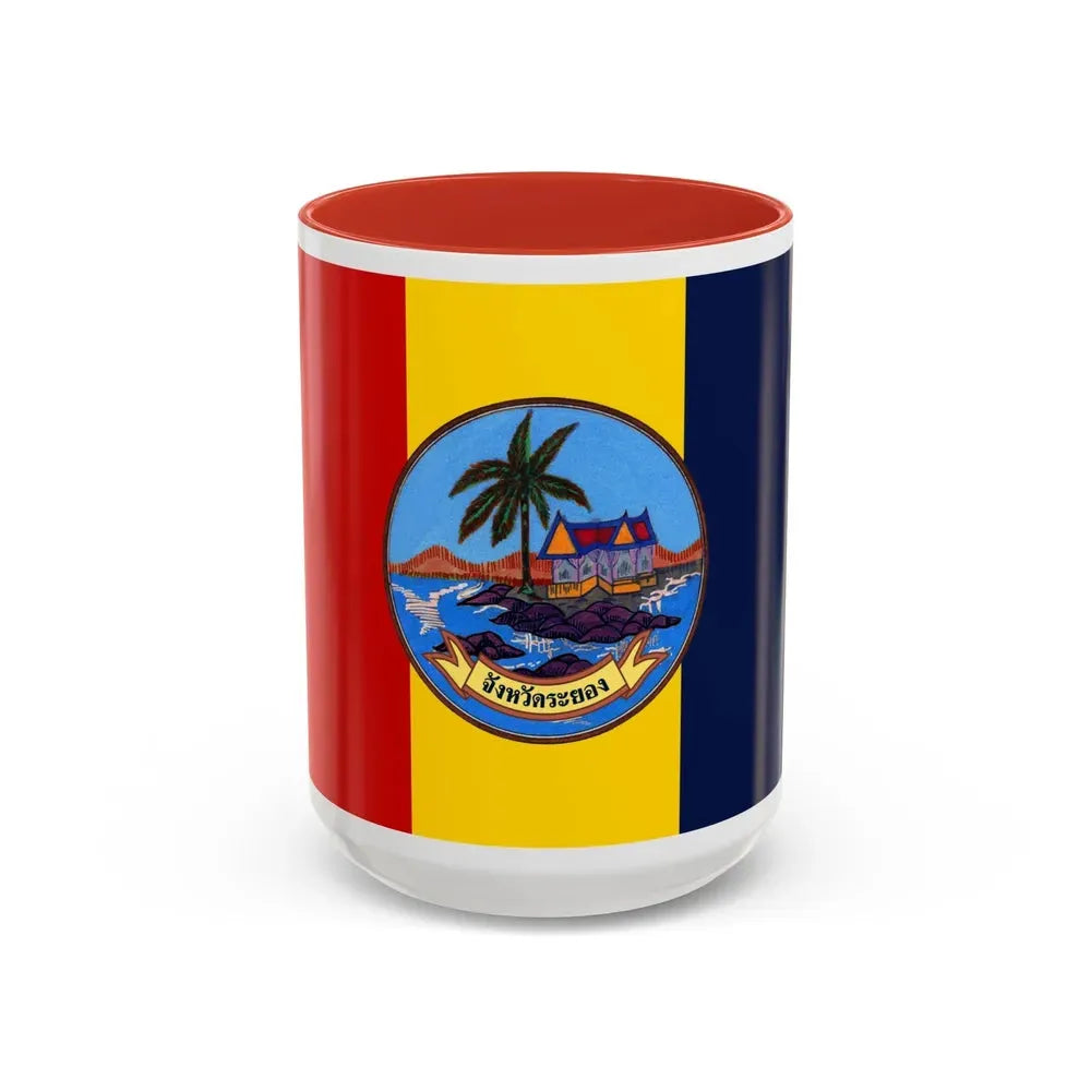 Flag of Rayong Province Thailand - Accent Coffee Mug 15oz Red - Go Mug Yourself