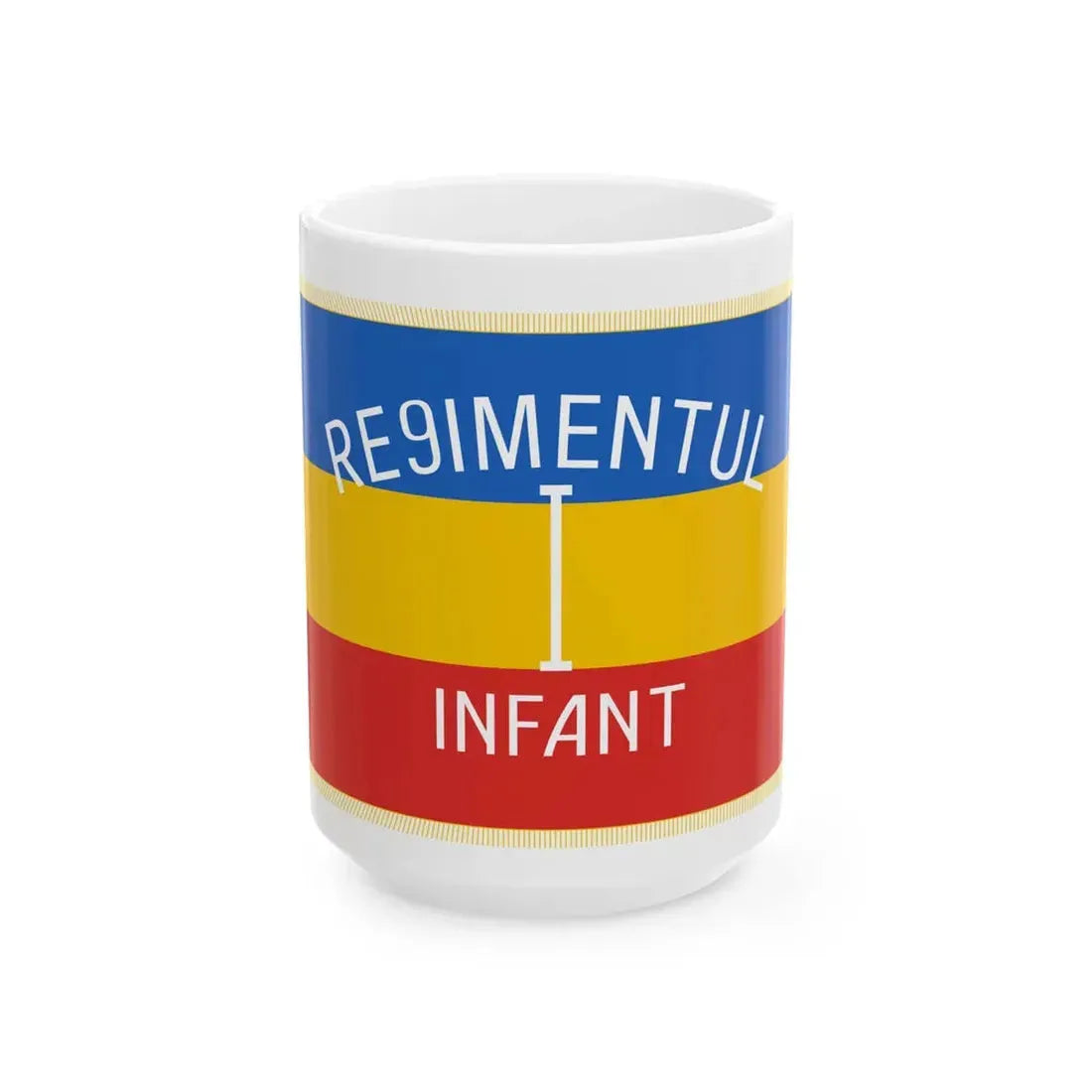 Flag of Regimentul Infant - reverse (Moldova) White Coffee Mug 15oz - Go Mug Yourself