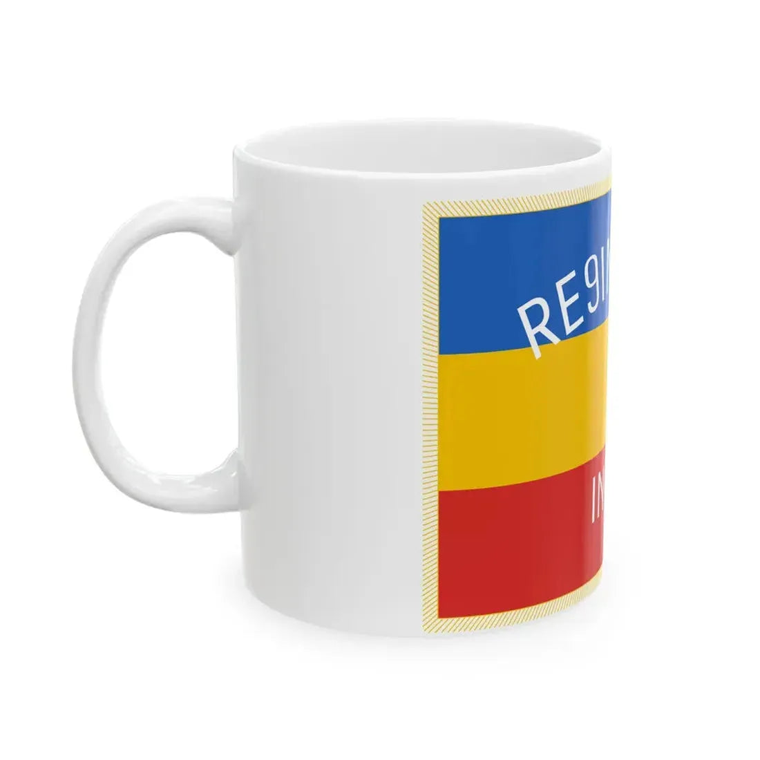 Flag of Regimentul Infant - reverse (Moldova) White Coffee Mug - Go Mug Yourself