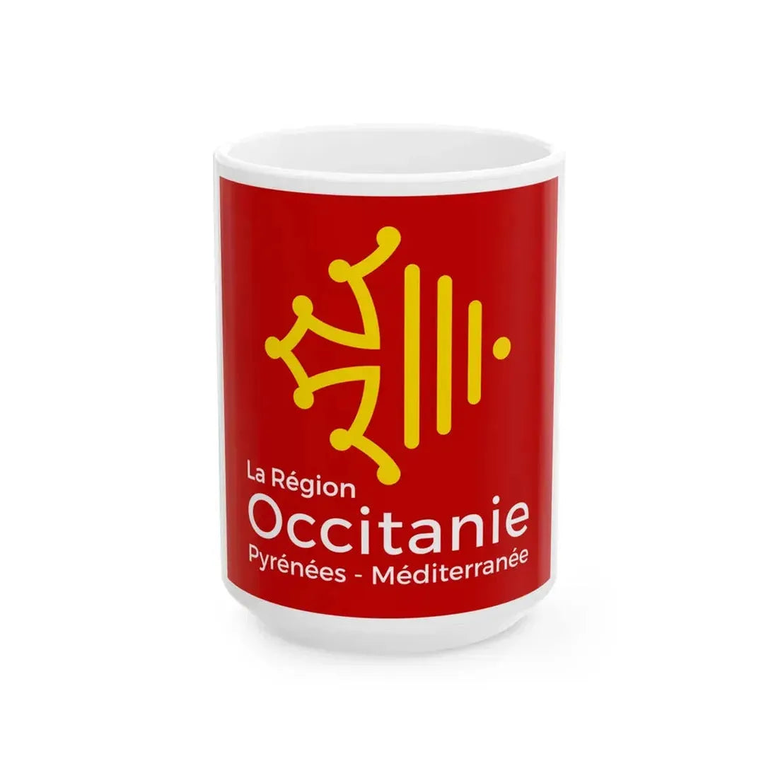 Flag of Region Occitanie (France) White Coffee Mug 15oz - Go Mug Yourself