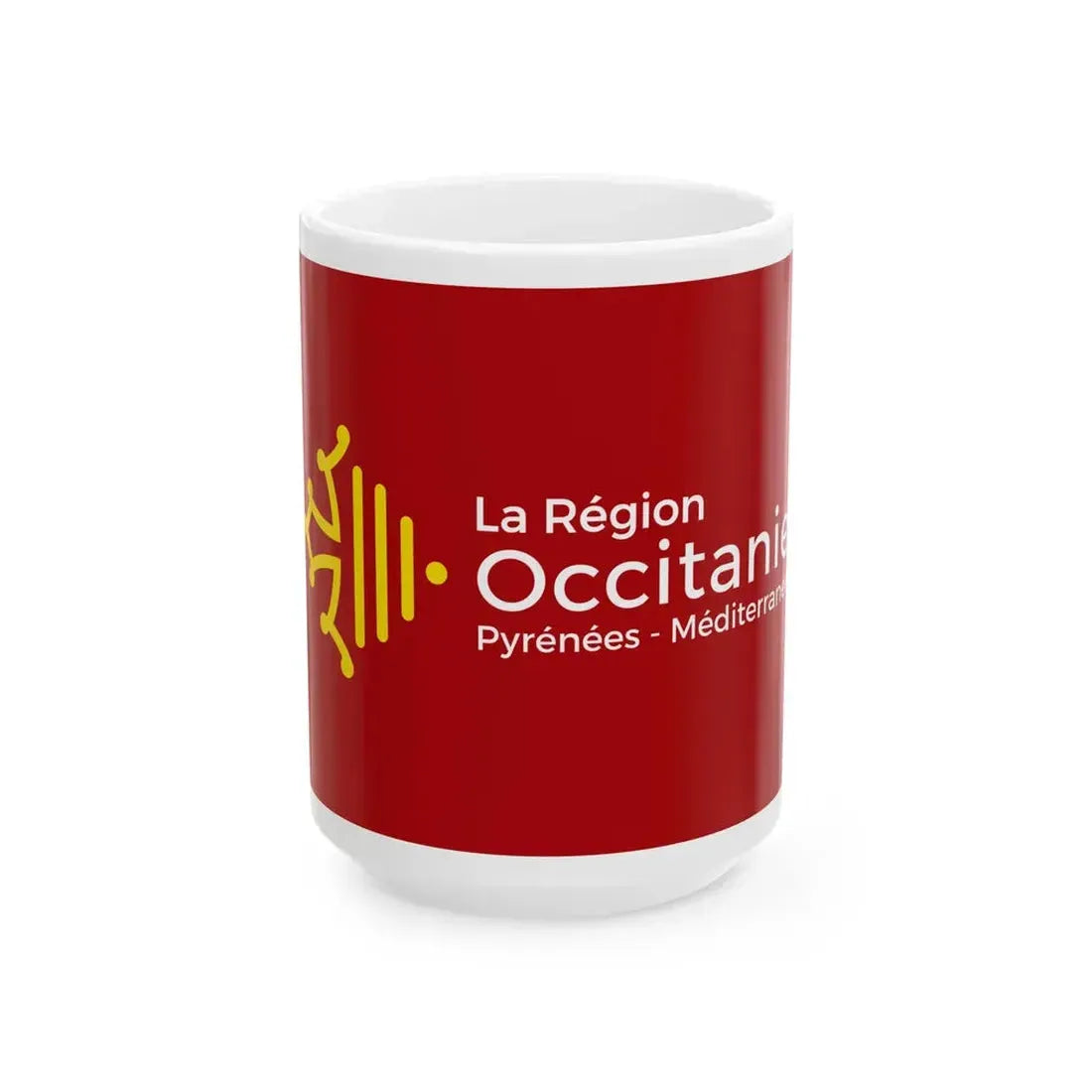 Flag of Region Occitanie Perpinya variation (France) White Coffee Mug 15oz - Go Mug Yourself