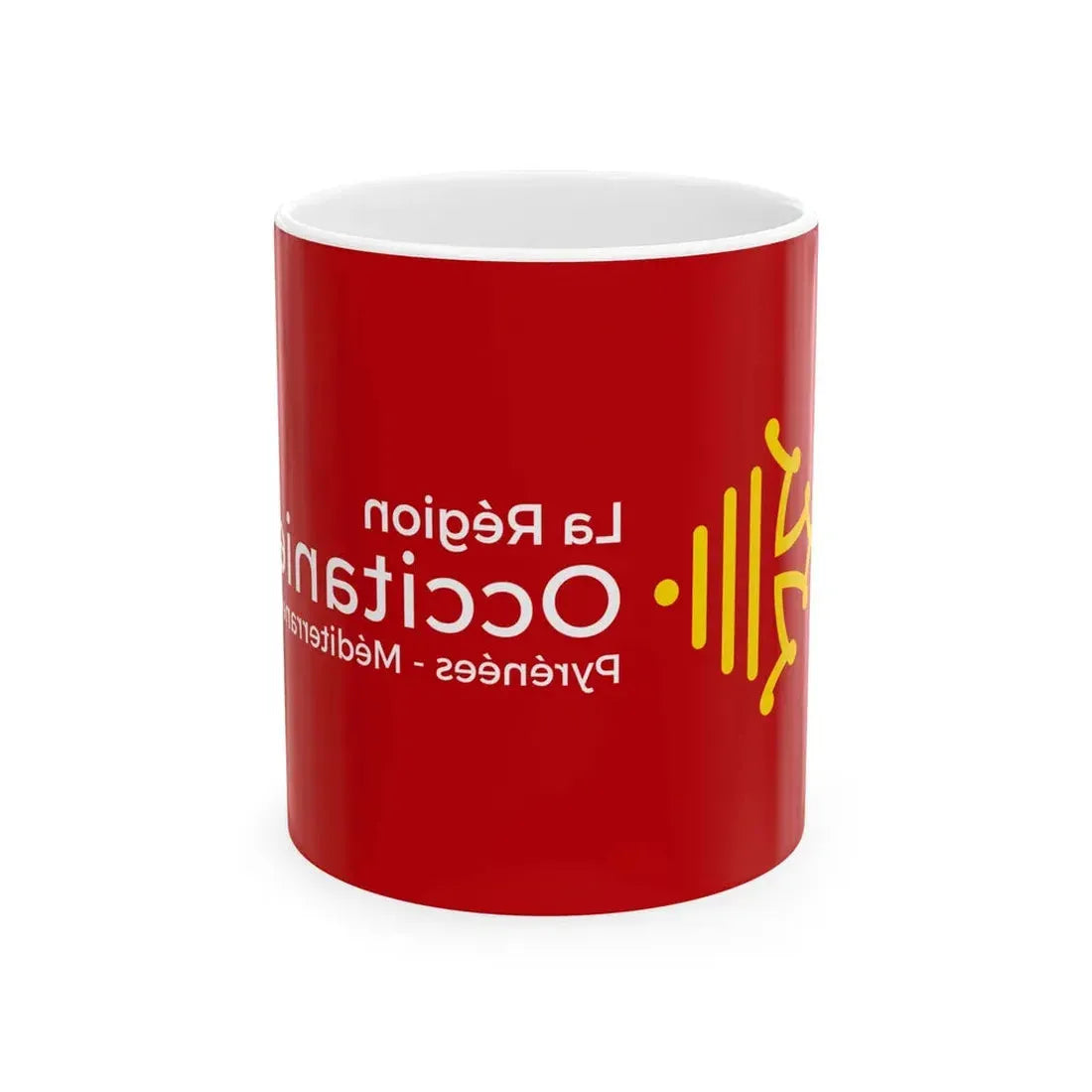 Flag of Region Occitanie Perpinya variation reverse (France) White Coffee Mug 11oz - Go Mug Yourself