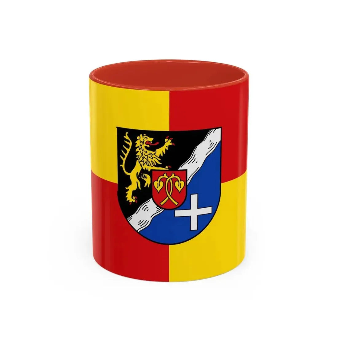 Flag of Rhein Pfalz Kreis Germany - Accent Coffee Mug 11oz Red - Go Mug Yourself