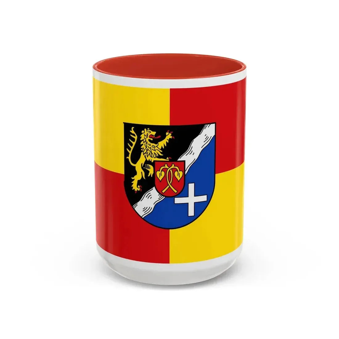 Flag of Rhein Pfalz Kreis Germany - Accent Coffee Mug 15oz Red - Go Mug Yourself