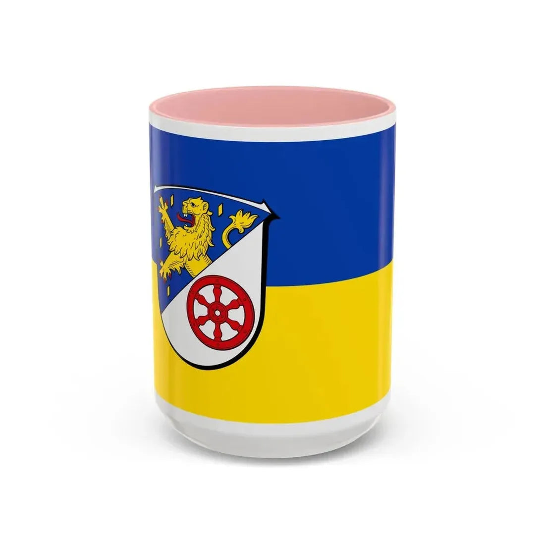 Flag of Rheingau Taunus Kreis Germany - Accent Coffee Mug 15oz Pink - Go Mug Yourself