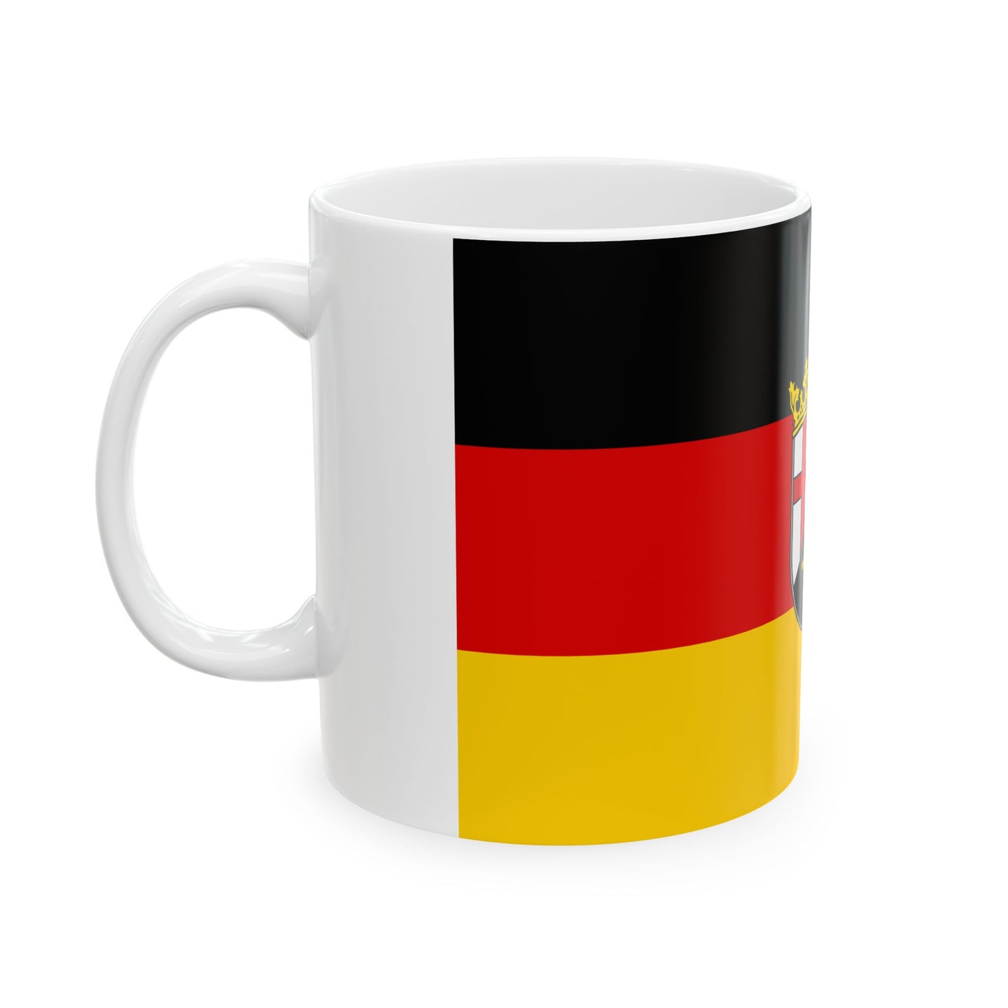 Flag of Rhineland-Palatinate with centered coat of arms (Germany) White Coffee Mug-Go Mug Yourself
