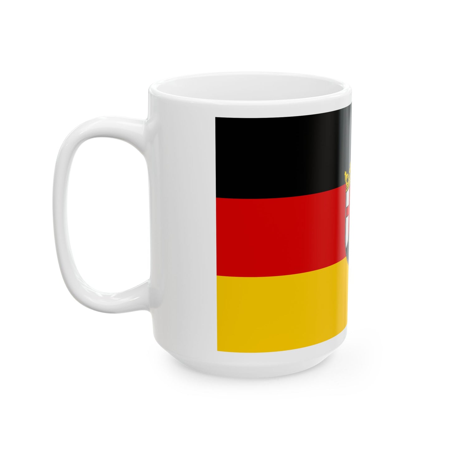 Flag of Rhineland-Palatinate with centered coat of arms (Germany) White Coffee Mug-Go Mug Yourself