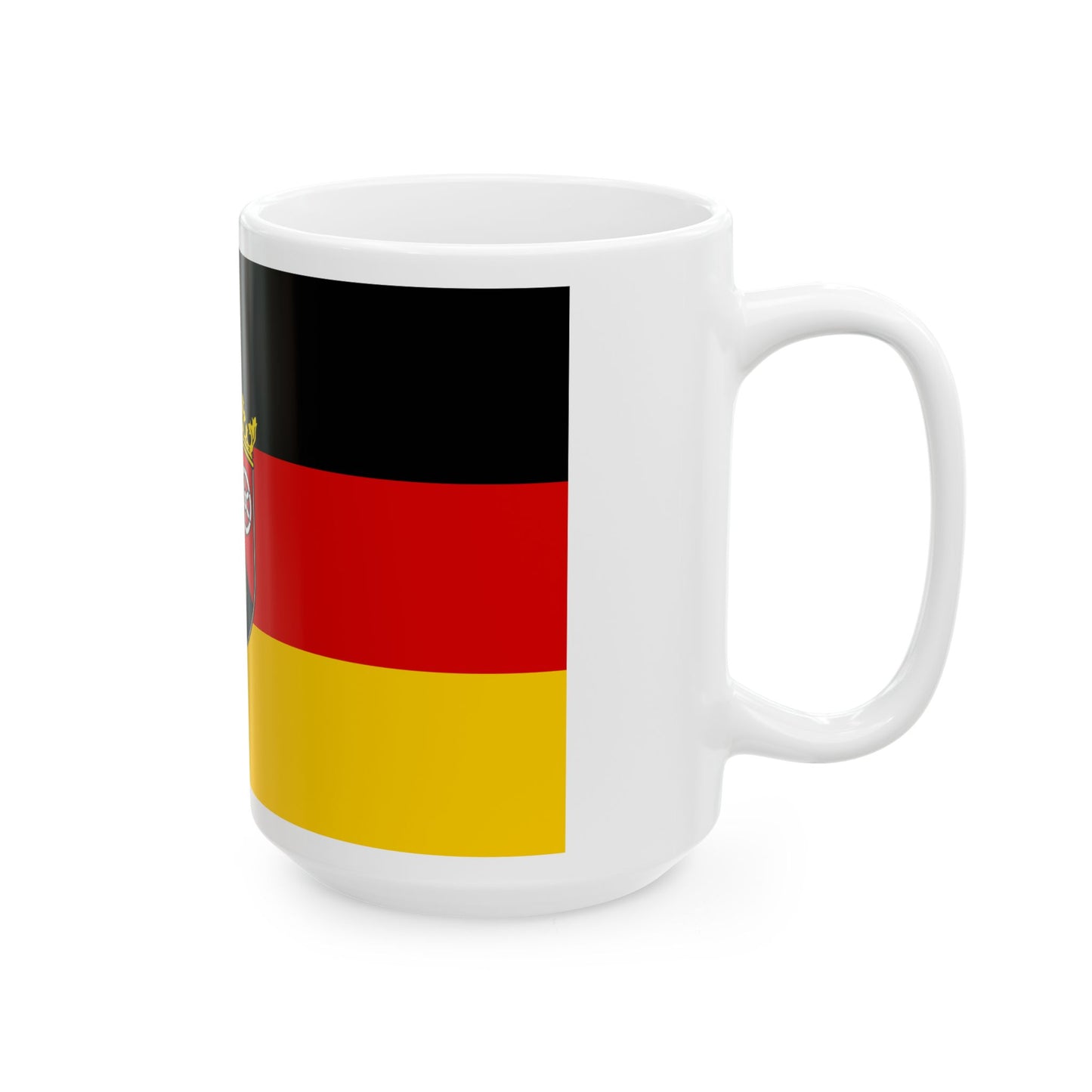 Flag of Rhineland-Palatinate with centered coat of arms (Germany) White Coffee Mug-Go Mug Yourself