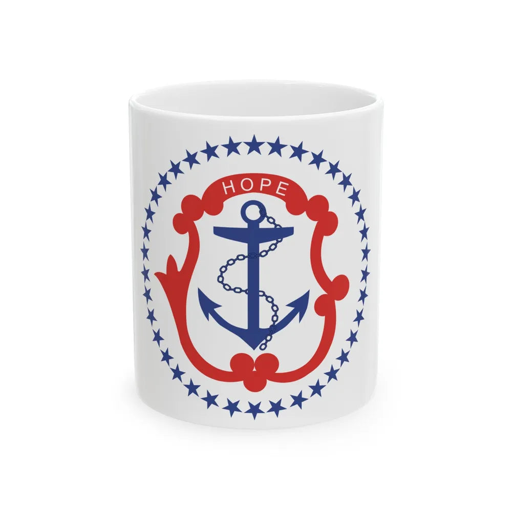 Flag of Rhode Island 1877-1882 (United States) White Coffee Mug 11oz - Go Mug Yourself