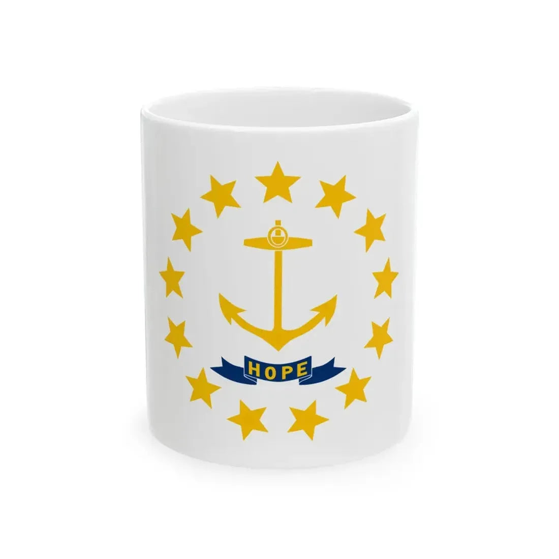 Flag of Rhode Island 3-2 (United States) White Coffee Mug 11oz - Go Mug Yourself