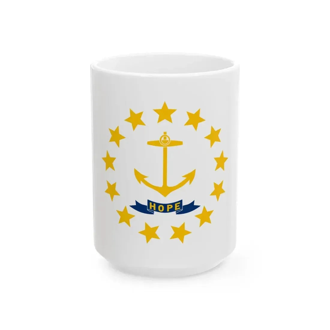 Flag of Rhode Island 3-2 (United States) White Coffee Mug 15oz - Go Mug Yourself