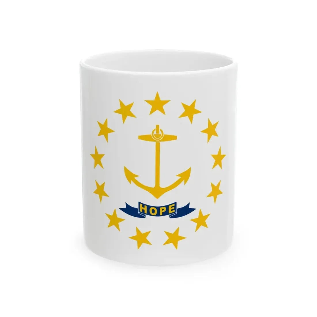 Flag of Rhode Island (United States) White Coffee Mug 11oz - Go Mug Yourself